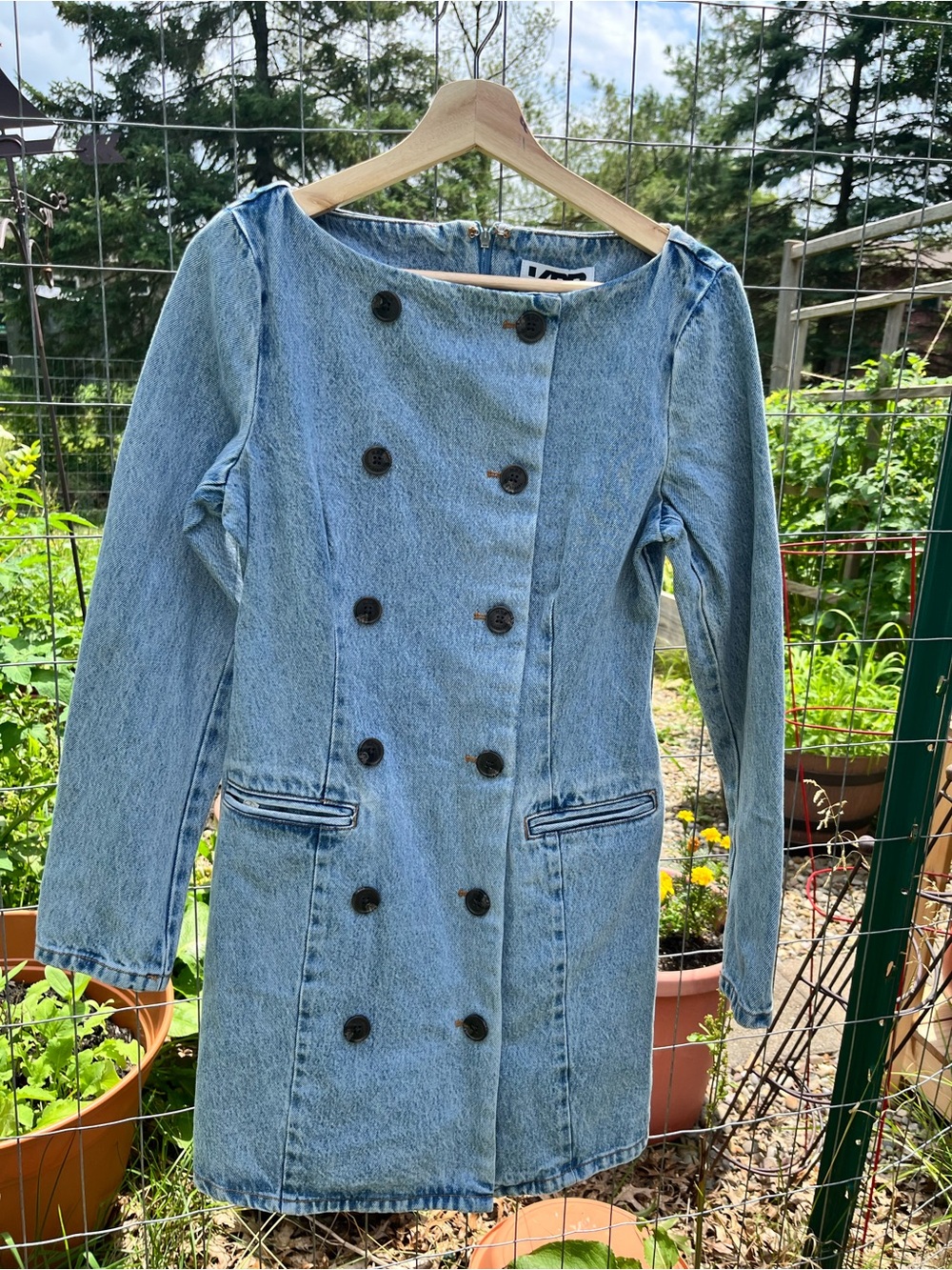 KBB by Khalana Denim the tuxedo mini dress double breasted denim size 6 nwt - Picture 5 of 8